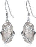 wholesale  925 Sterling Silver Black Rutilated Quartz Drop Dangle Earrings for Women Hypoallergenic-0-0