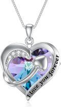 wholesale TOUPOP Valentine's Day Gift For Her Heart Necklace For Women 925 Sterling Silver Necklace For Her I Love You Forever Necklace For Her Wife Amethyst Necklace Birthday Gifts Christmas Gift For Women -0-0