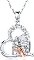 wholesale 925 Sterling Silver Heart-Shaped Musical Instrument and Ballet Dancer Pendant Necklace-0-0