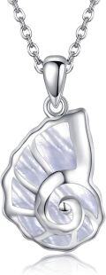 wholesale 925 Sterling Silver Mother of Pearl Seashell Pendant Necklace for Women -0-0
