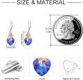 wholesale 925 Sterling Silver Unicorn Blue Crystal Heart Drop Earrings-0-5