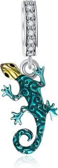 wholesale 925 Sterling Silver Blue Enamel Gecko Charm Pendant for Bracelets Necklaces s Women Girls Kids-0-0