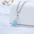 wholesale 925 Sterling Silver Blue Opal Leaf Shape Gemstone Pendant Necklace for Women Fine s-0-3