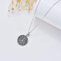 wholesale 925 Sterling Silver Round Pendant with Symbols and Peace Sign Charm Necklace for Women & Men-0-4
