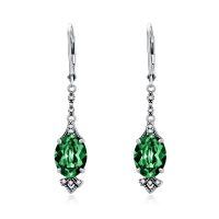 wholesale 925 Sterling Silver Blue Drop Earrings Wholesale With Cubic Zirconia-Emerald Green