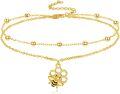 wholesale 925 Sterling Silver Honeycomb Bee Charm Gold Tone Ankle Anklet Set for Women Gifts-0-0