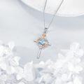 wholesale Sterling Silver Birthstones Rose Cross Heart Crucifix Pendant Necklace for Women-0-94