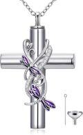 wholesale TOUPOP Butterfly/ladybug/cardinal/dragonfly/bee/hummingbird Cross Urn Necklaces For Ashes Cremation Jewelry 925 Sterling Silver Memorial Keepsake Jewelry For Women (with Funnel Filler) -0-0