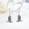 wholesale 925 Sterling Silver Cowboy Boot & Flower Turquoise Western Drop Earrings for Women-0-1
