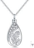 wholesale 925 Sterling Silver Floral Tear Drop Keepsake Pendant Necklaces w/Funnel Set for Women's Memorial Jewelry-0-0