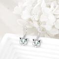 wholesale 925 Sterling Silver Cat Face Green Crystal Eyes Leverback Drop Earrings-0-2