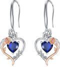 wholesale TOUPOP Sapphire September Birthstone Earrings Sterling Silver Rose Heart Sapphire Earrings Heart Butterfly Earrings Jewelry Anniversary Birthday Christmas Gifts For Women Her Wife Girlfriend Mom -0-0
