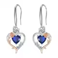 TOUPOP Sterling Silver Sapphire Rose Heart Butterfly Earrings-0-0