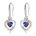 TOUPOP Sterling Silver Sapphire Rose Heart Butterfly Earrings-0-0