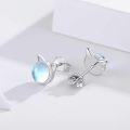 wholesale 925 Sterling Silver Cat Ear Rainbow Moonstone Stud Earrings for Women-0-1