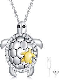 wholesale 925 Sterling Silver Sea Turtle Keepsake Jewelry with Cubic Zirconia and Funnel Pendant Necklace for Ashes-Turtle