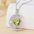 TOUPOP Sterling Silver Peridot Moon Star Pendant Necklace-0-3
