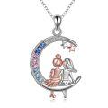 wholesale 925 Sterling Silver Metal Stone Sisters Moon Pendant Necklace  for Sister-in-Law-0-0