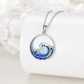 wholesale 925 Sterling Silver Ocean Wave Compass with Blue Shell Pendant Necklace-0-4