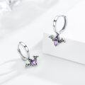 wholesale 925 Sterling Silver Purple Crystal Bat Huggie Hoop Earrings Gothic Punk Style Vampire Jewelry for Women Girls 4G-0-3