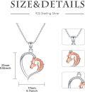 wholesale 925 Sterling Silver Rose Gold Plated Horse Head in Heart Shape Pendant Necklace for Women and Girls-0-3