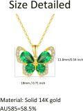 wholesale 14K Gold Green Crystal Butterfly Pendant Necklace for Women - 28cm Chain Length-0-3