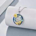 wholesale 925 Sterling Silver Blue Bee Honeycomb Pendant Necklace-0-1