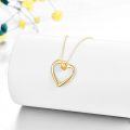 wholesale 14K Gold Open Heart Pendant Necklace with Small Charm - Elegant Fine  for Women-0-2