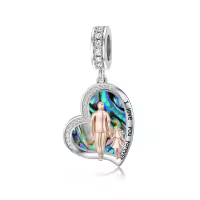 wholesale 925 Sterling Silver Family Love Charm Bracelet for Daughter Mother Lover - Birthday Valentine's Day Gifts-09-Abalone Shell