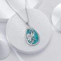 wholesale 925 Sterling Silver Teal Turquoise Dragonfly Flower Pendant Necklace-0-2