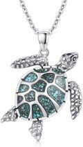 wholesale 925 Sterling Silver Turquoise Turtle Pendant Necklace Sea Life Jewelry for Women Gifts-0-0