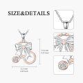 wholesale 925 Sterling Silver Bicycle Pendant with Bow and Cubic Zirconia Charm Necklace-0-4