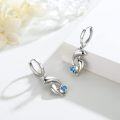 wholesale 925 Sterling Silver Blue Crystal Heart-Shaped Dolphins Huggie Hoop Earrings for Women-0-1