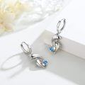 wholesale 925 Sterling Silver Dolphin Charm Earrings Wholesale With Blue Heart Crystal-0-1