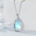 wholesale 925 Sterling Silver Blue Moonstone Mother Daughter Pendant Necklaces Gifts for Women Girls Mothers' Day Birthdays-0-3