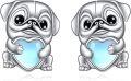 wholesale 925 Sterling Silver Pug Dog Heart Stud Earrings for Women Girls Gift-0-0