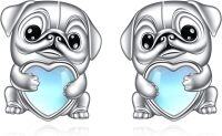 wholesale 925 Sterling Silver Pug Dog Heart Stud Earrings for Women Girls Gift-Dog earrings