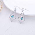 wholesale 925 Sterling Silver Turquoise Owl Teardrop Dangle Earrings-0-1