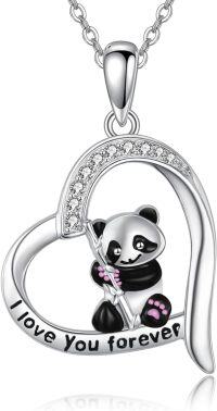 wholesale Sterling Silver Penguin Heart Necklace Sister Friendship Jewelry Gift for Women-panda