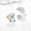 wholesale 925 Sterling Silver Moonstone Dog Bone Heart Stud Earrings for Women Gift-0-1