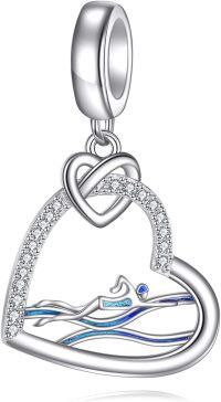 wholesale 925 Sterling Silver Heart-Shaped Swimming Nurse Charm Bracelet Sport Nurse Graduation  for Women-swimming