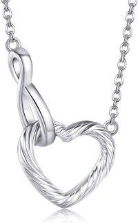 wholesale 925 Sterling Silver Heart-Shaped Twist Chain Pendant Necklace for Women-Heart Initial