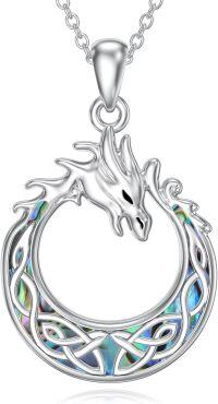 wholesale TOUPOP Dragon Necklace For Womens925 Sterling Silver Abalone Shell Pendant Necklace Celtic Dragon Jewelry Birthday Christmas Gifts For Her Mom Friend -undefined