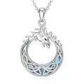 TOUPOP 925 Sterling Silver Abalone Shell Dragon Pendant Necklace-0-0