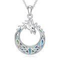 TOUPOP 925 Sterling Silver Abalone Shell Dragon Pendant Necklace-0-0