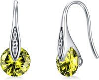 wholesale 925 Sterling Silver Birthstone Celtic Knot Dangle Earrings for Sensitive Ears-Silver-08-Aug