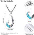 wholesale 925 Sterling Silver Blue Fire Opal & Turquoise Hawaiian Fish Hook Pendant Necklace  for Women/Men-0-5