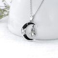 wholesale 925 Sterling Silver Crescent Moon & Spider Necklace Pendant for Women Girls Gifts Jewelry Accessories 48cm Chain Length-0-3