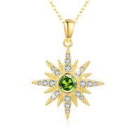 wholesale 925 Sterling Silver Sunburst Pendant With Opal And Cubic Zirconia-August Stone