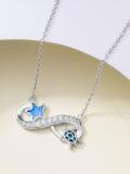 wholesale 925 Sterling Silver Star & Turtle Infinity Pendant Necklace for Women Girls Gifts Jewelry Blue Fire Opal Chain 45cm Length-0-1